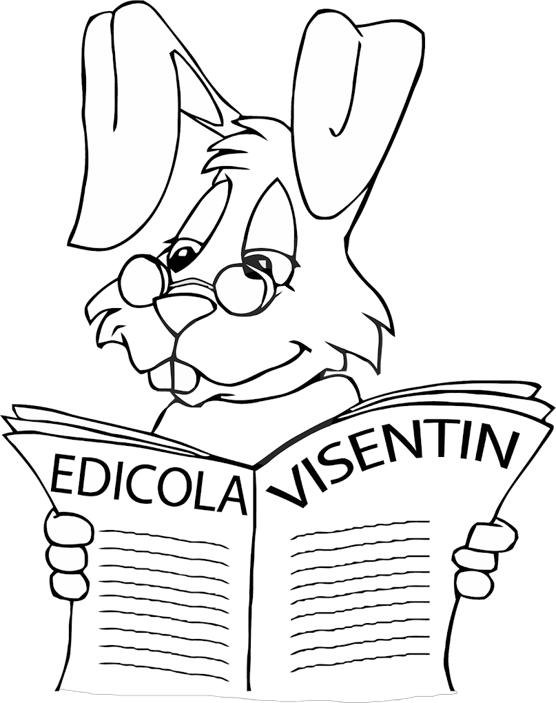 Logo originale Edicola Visentin: il coniglio con gli occhiali che legge il giornale